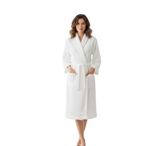 Haven 100% Organic Cotton Waffle Robe S/M White Unisex Cozy Luxury Spa Lounge